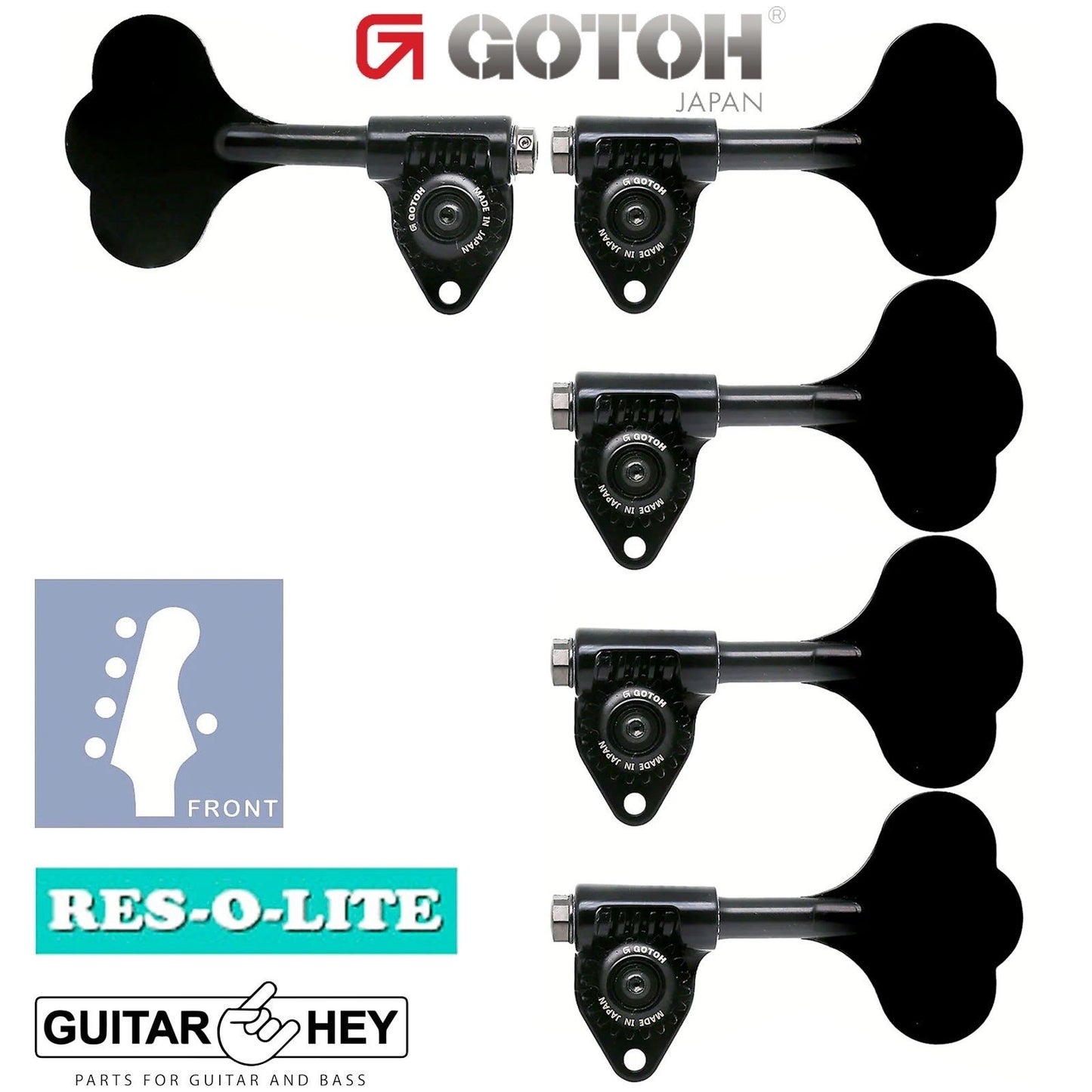 NEW Gotoh GRL510C-9 Bass 5-String L4+R1 Tuners 9/16" [14mm] RES-O-LITE - BLACK