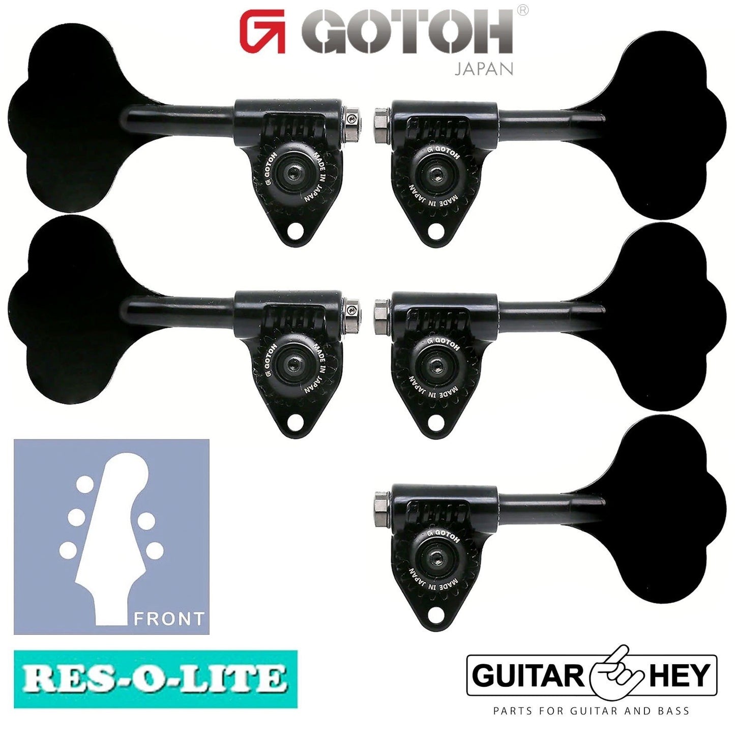 NEW Gotoh GRL510C-9 Bass 5-String L3+R2 Tuners 9/16" [14mm] RES-O-LITE - BLACK