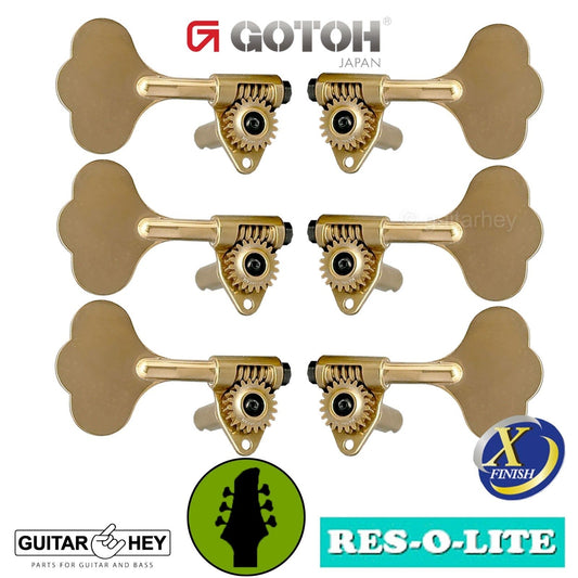 NEW Gotoh GRL510C-9 Bass L3+R3 Tuners 9/16" [14mm] RES-O-LITE, ANTIQUE X-GOLD
