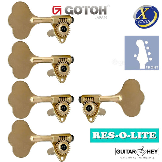 NEW Gotoh GRL510C-9 Bass L1+R4 Tuners 9/16" [14mm] RES-O-LITE, ANTIQUE X-GOLD