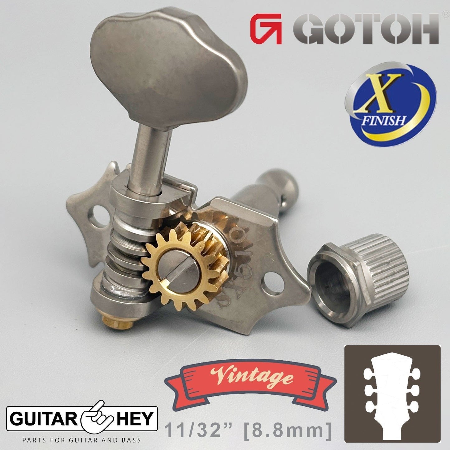 NEW GOTOH SXB510-06M Vintage Guitar Tuners 1:15 Ratio 3x3 - ANTIQUE X-NICKEL