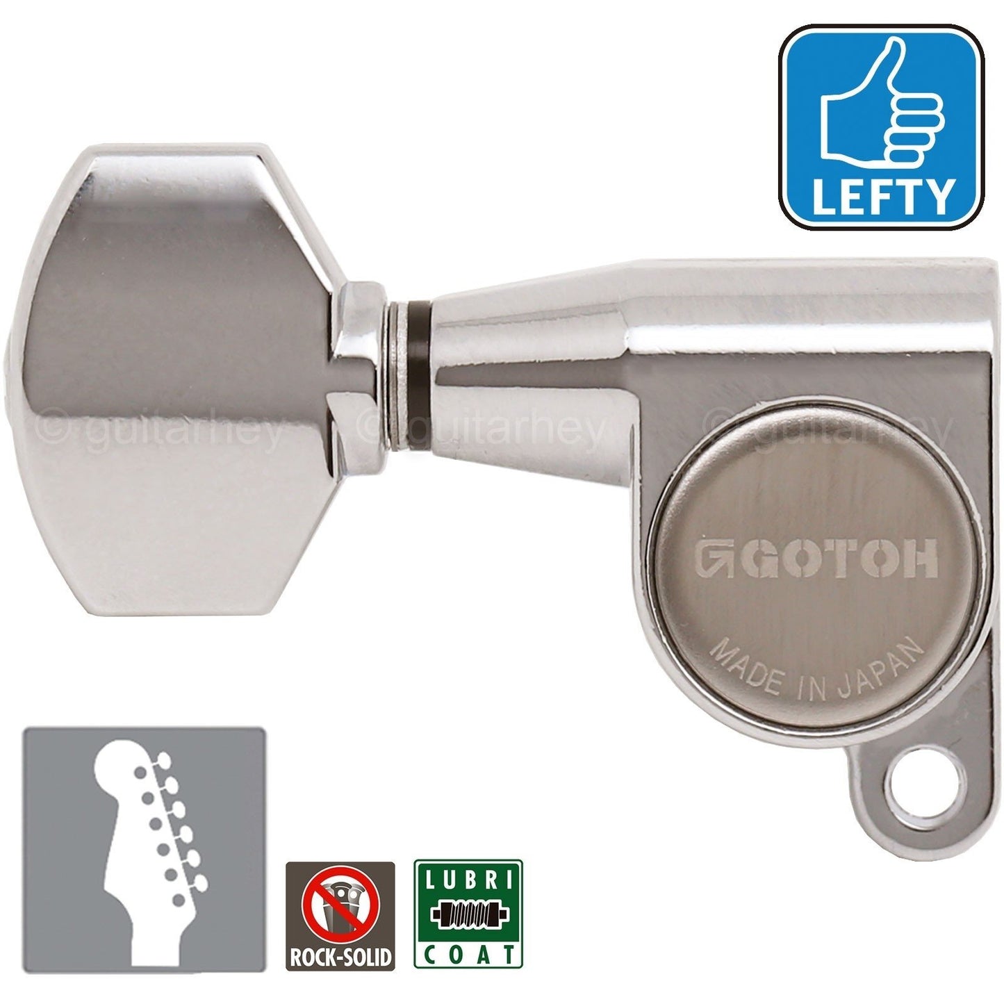 NEW Gotoh SG360-07 Mini Tuners 6 In-Line w/ Hex Buttons LEFT-HANDED - NICKEL