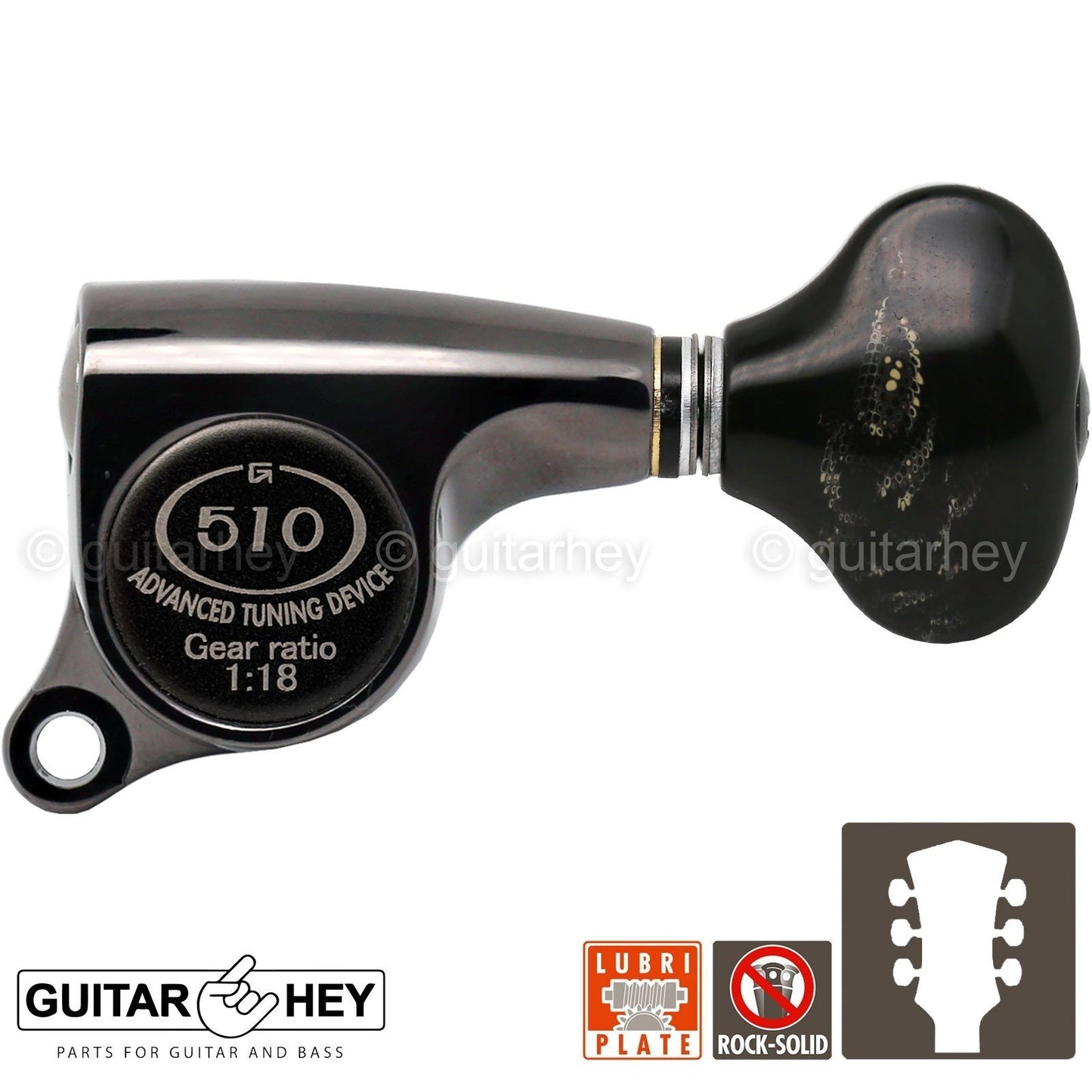 NEW Gotoh SGS510Z-FS5 MINI Tuning Keys L3+R3 Set 1:18 Ratio 3x3 - COSMO BLACK