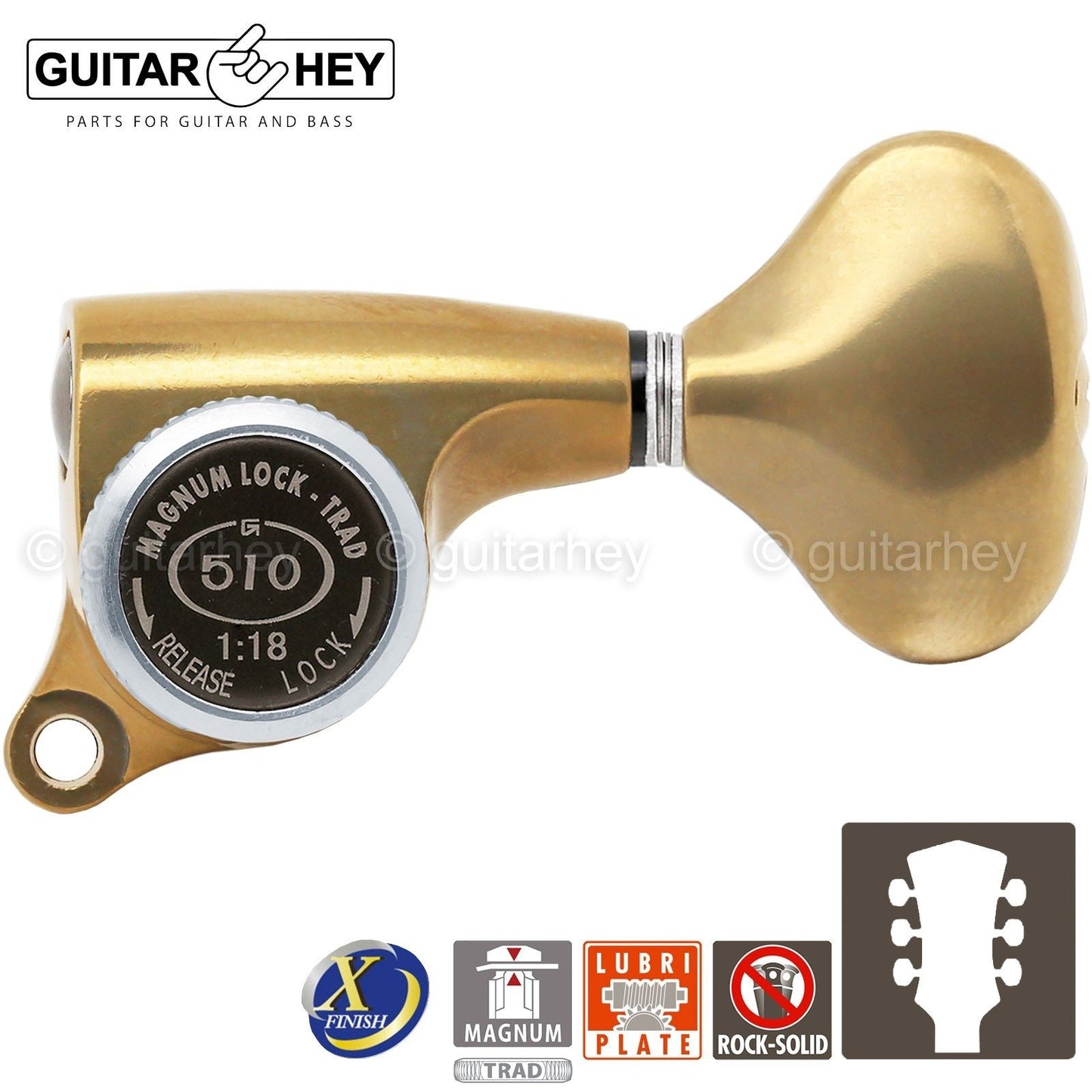 NEW Gotoh SGS510Z-L5 MGT L3+R3 Set LOCKING Tuners 1:18 Ratio 3x3, ANTIQUE X-GOLD
