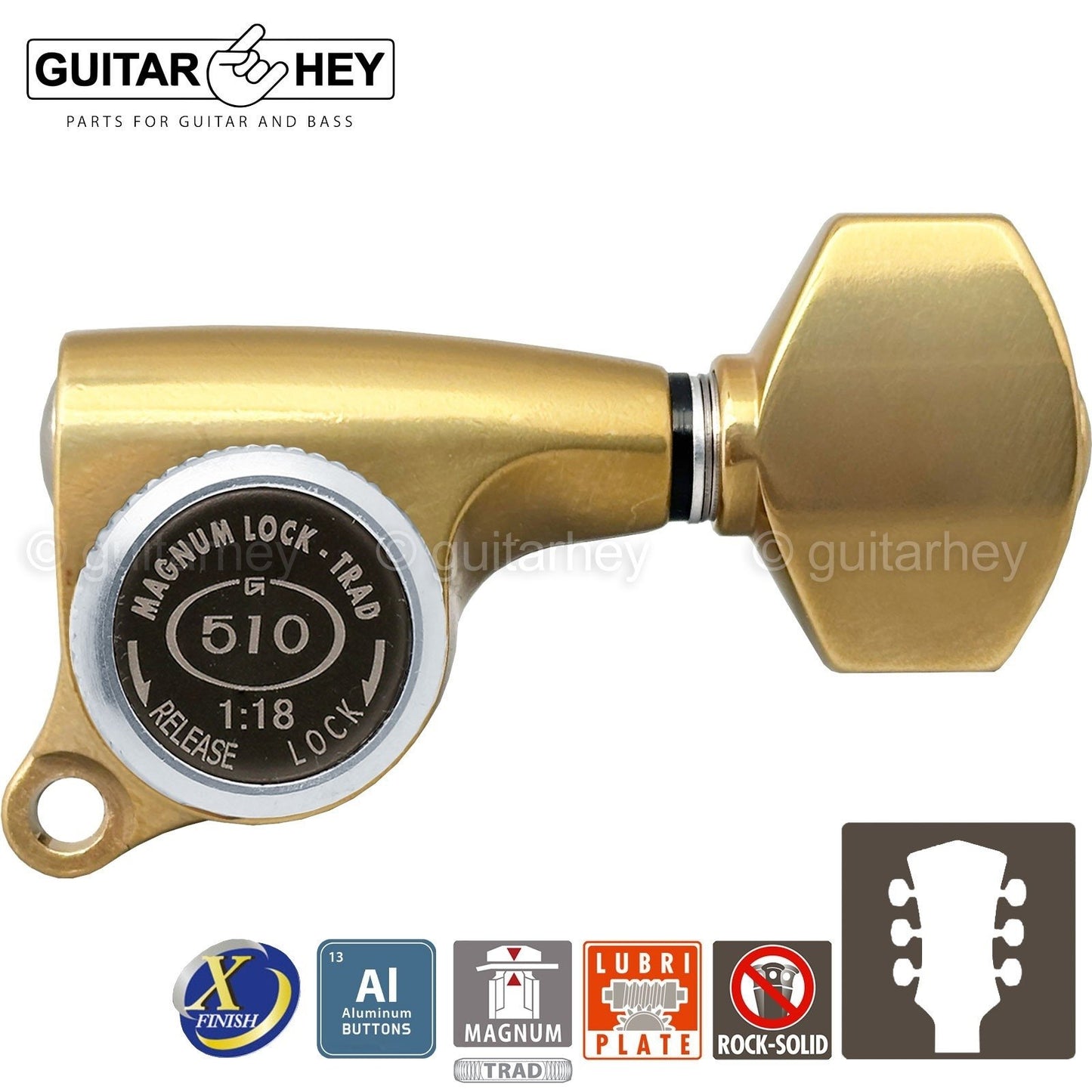 NEW Gotoh SGS510Z-A07 MGT L3+R3 Set LOCKING Tuners 1:18 Ratio 3x3 ANTIQUE X-GOLD