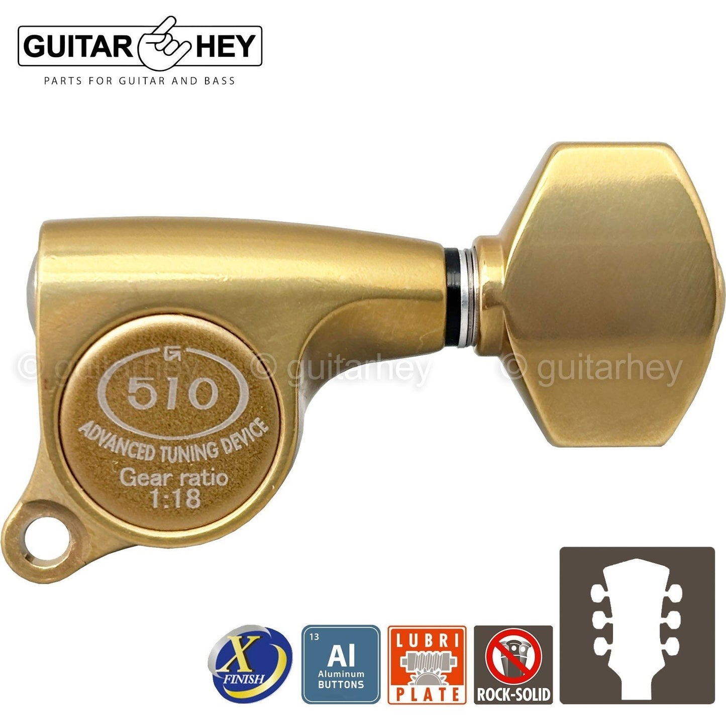 NEW Gotoh SGS510Z-A07 L3+R3 Set Mini Tuners 1:18 Ratio 3x3 - ANTIQUE X-GOLD