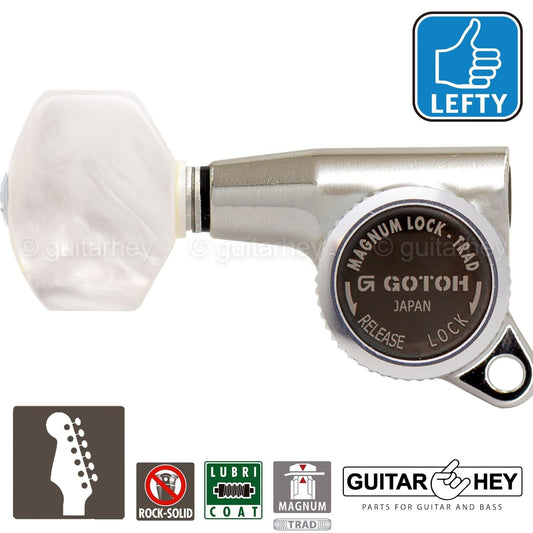 NEW Gotoh SG381-P7 MGT 6 In-Line Set Locking Tuners LEFT-HANDED - NICKEL