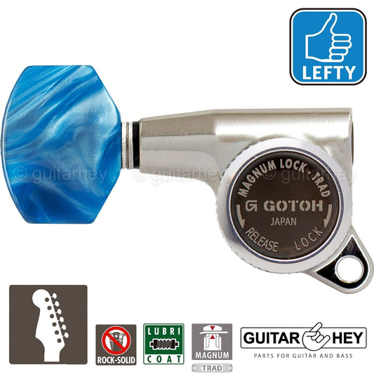 NEW Gotoh SG381-P9 MGT 6 In-Line Set Locking Tuners LEFT-HANDED - NICKEL