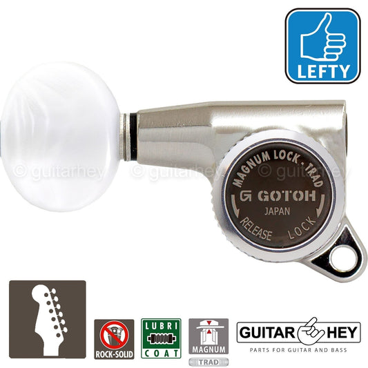 NEW Gotoh SG381-05P1 MGT 6 In-Line Set Locking Tuners LEFT-HANDED - NICKEL