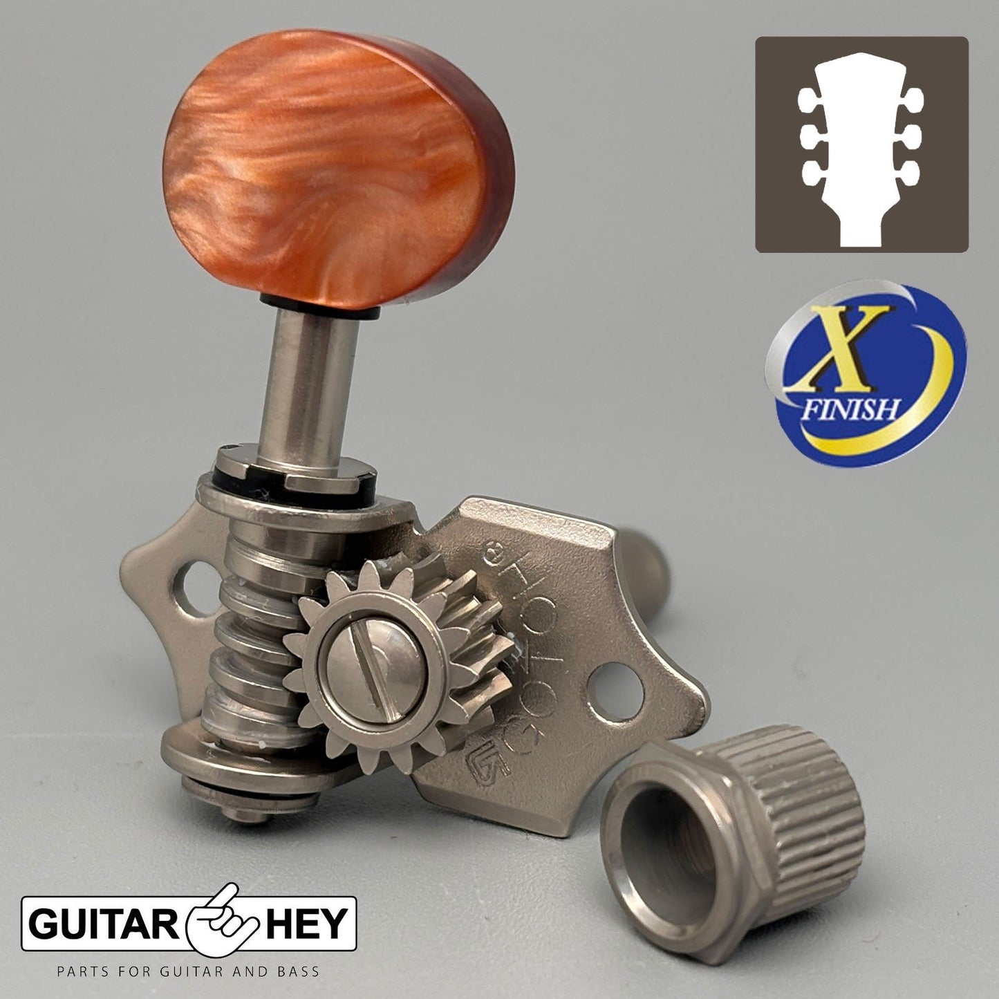 NEW Gotoh SE700-P5R OPEN-GEAR Tuning Amber Buttons 3x3 Tuners - ANTIQUE X-NICKEL