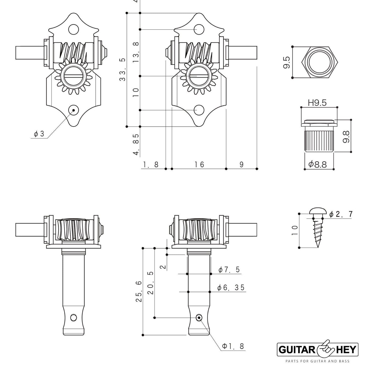 NEW Gotoh SE700-P5R OPEN-GEAR Tuning Amber Buttons 3x3 Tuners - ANTIQUE X-NICKEL
