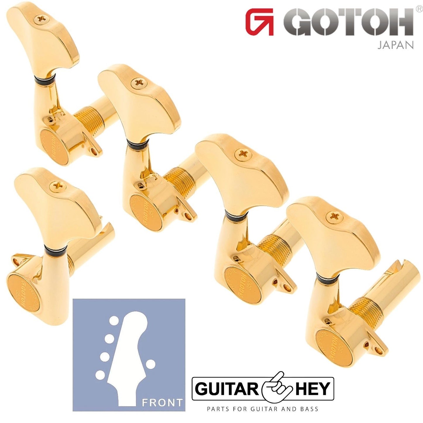 NEW Gotoh GB350 RES-O-LITE Aluminum Bass Side 4x1 Set Tuning Keys Set - GOLD