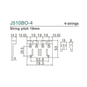 NEW Gotoh J510BO-4 Multi-Tonal Series 4-String Bass Bridge Brass Saddle - GOLD