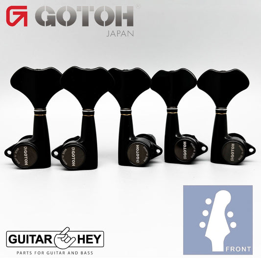 NEW Gotoh GB707 5-Strings Bass Machine Heads Tuner Set L3+R2 w/ Screws - BLACK