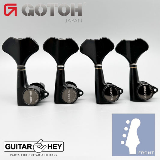 NEW Gotoh Japan GB707 Bass Machine Heads 4-in-line Tuners SET w/ Screws - BLACK
