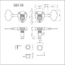 Load image into Gallery viewer, NEW Gotoh GB11W 4 In-Line SET Bass Tuners Tuning Keys 20:1 w/ Hardware - CHROME