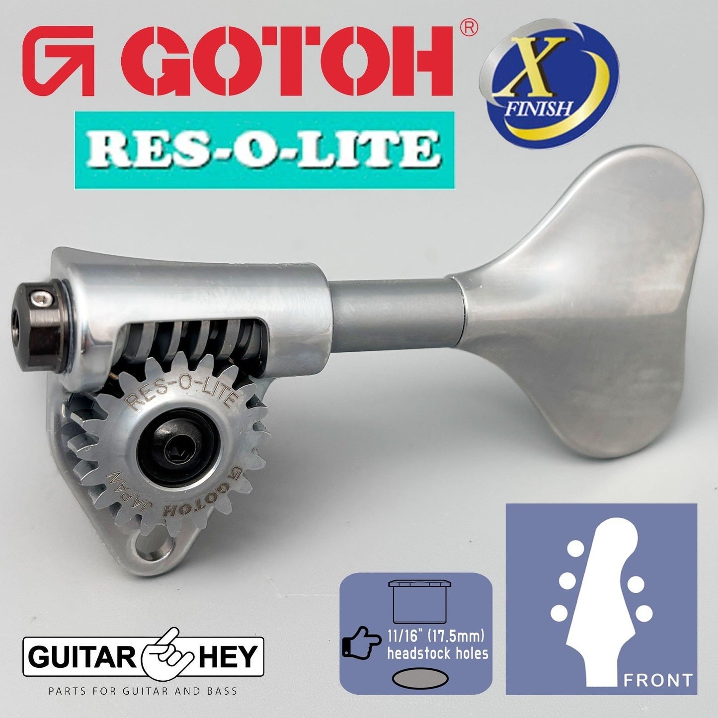 NEW Gotoh GRL510M-12 RES-O-LITE Bass 5-String L3+R2 Set 11/16", ANTIQUE X-CHROME
