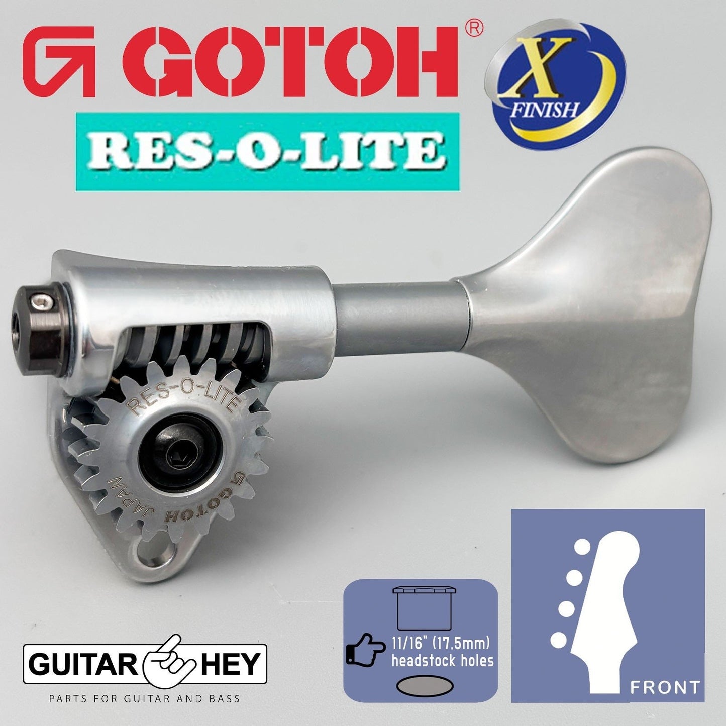 NEW Gotoh GRL510M-12 RES-O-LITE Bass 4-String in-line SET 11/16 ANTIQUE X-CHROME