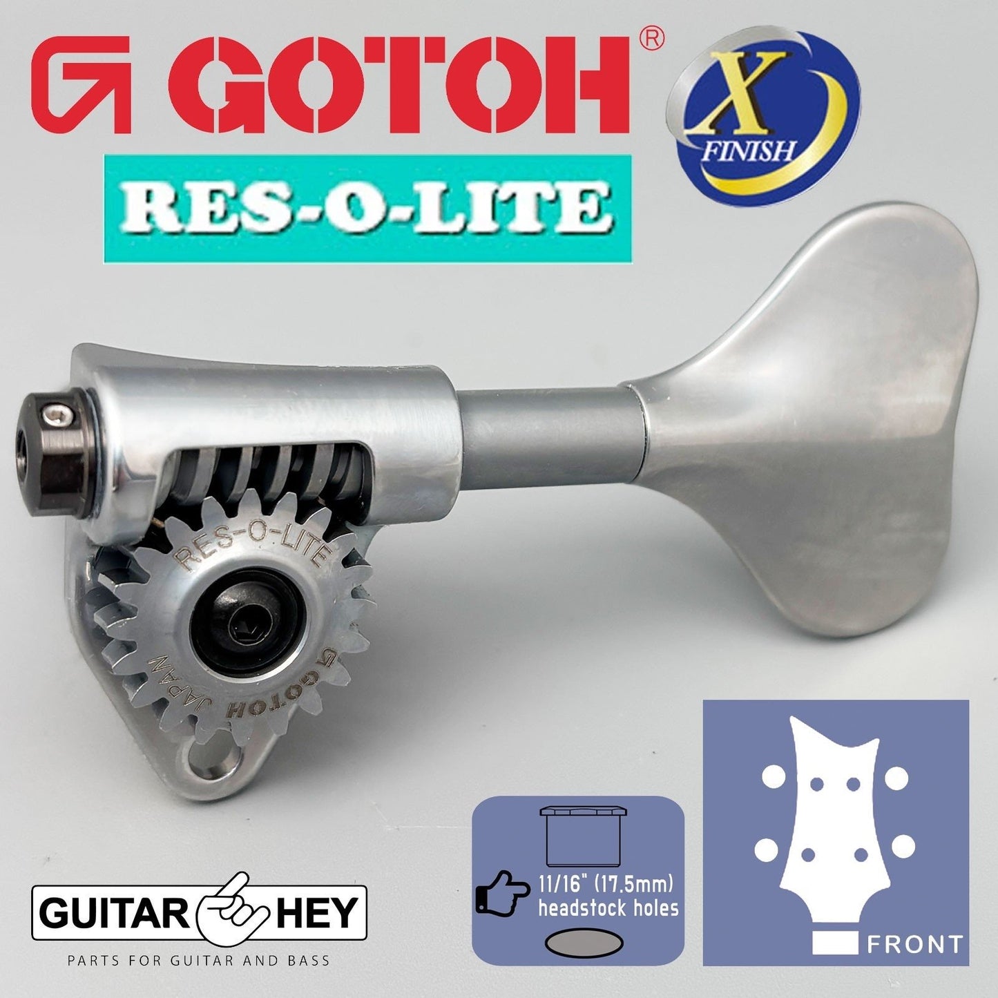 NEW Gotoh GRL510M-12 RES-O-LITE Bass 4-String L2+R2 Set 11/16", ANTIQUE X-CHROME
