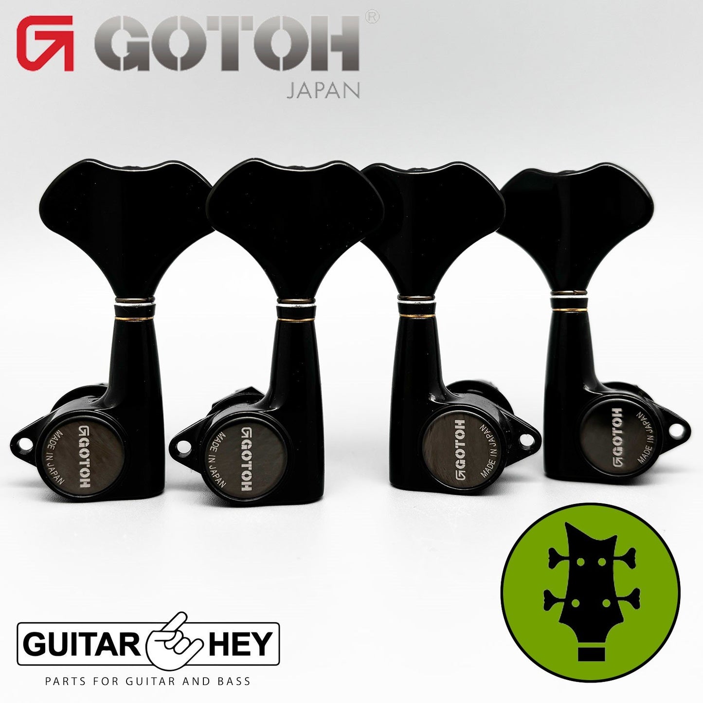 NEW Gotoh GB707 L2+R2 4-String Bass Machine Heads Tuners Set Keys 2x2 - BLACK
