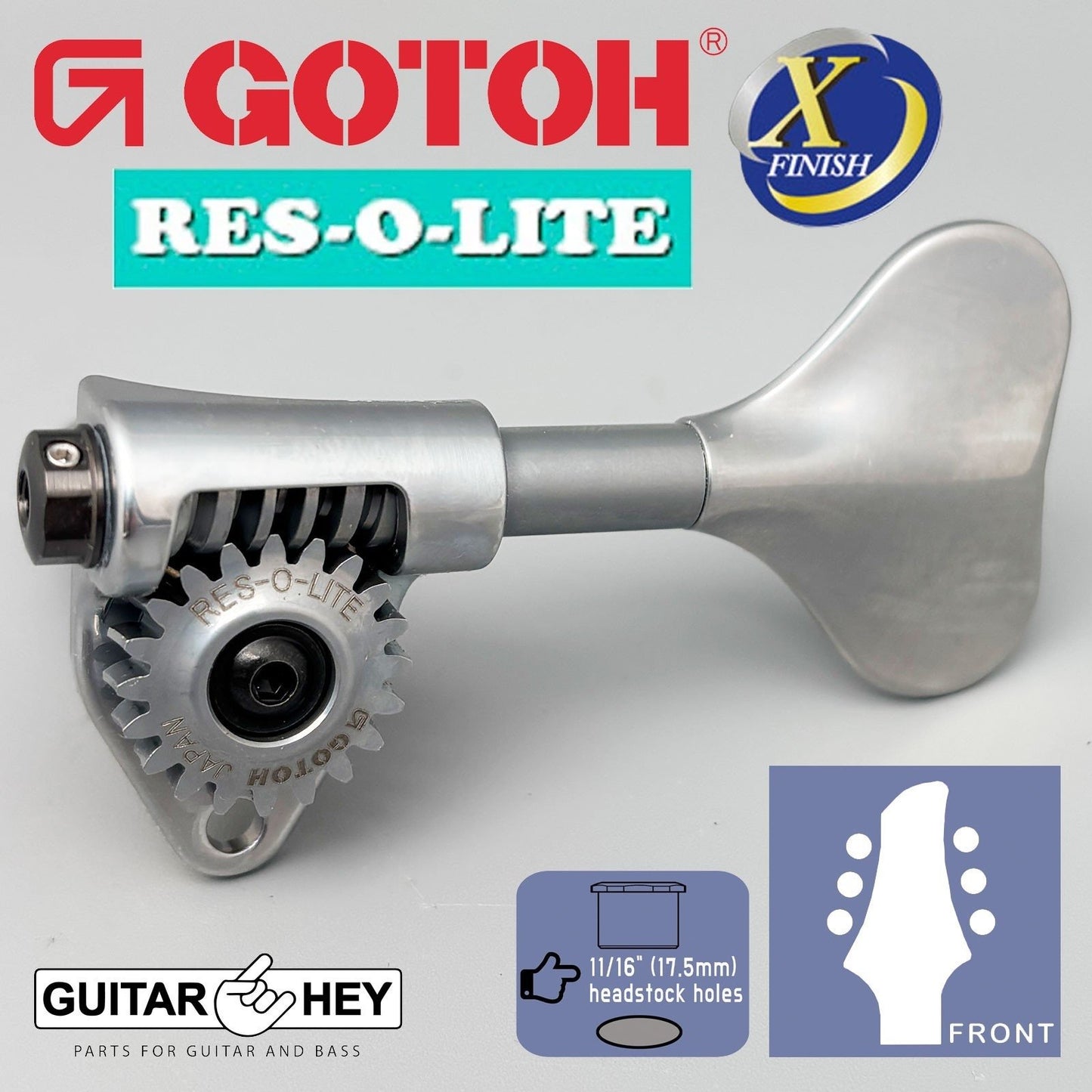 NEW Gotoh GRL510M-12 RES-O-LITE Bass 6-String L3+R3 Set 11/16", ANTIQUE X-CHROME
