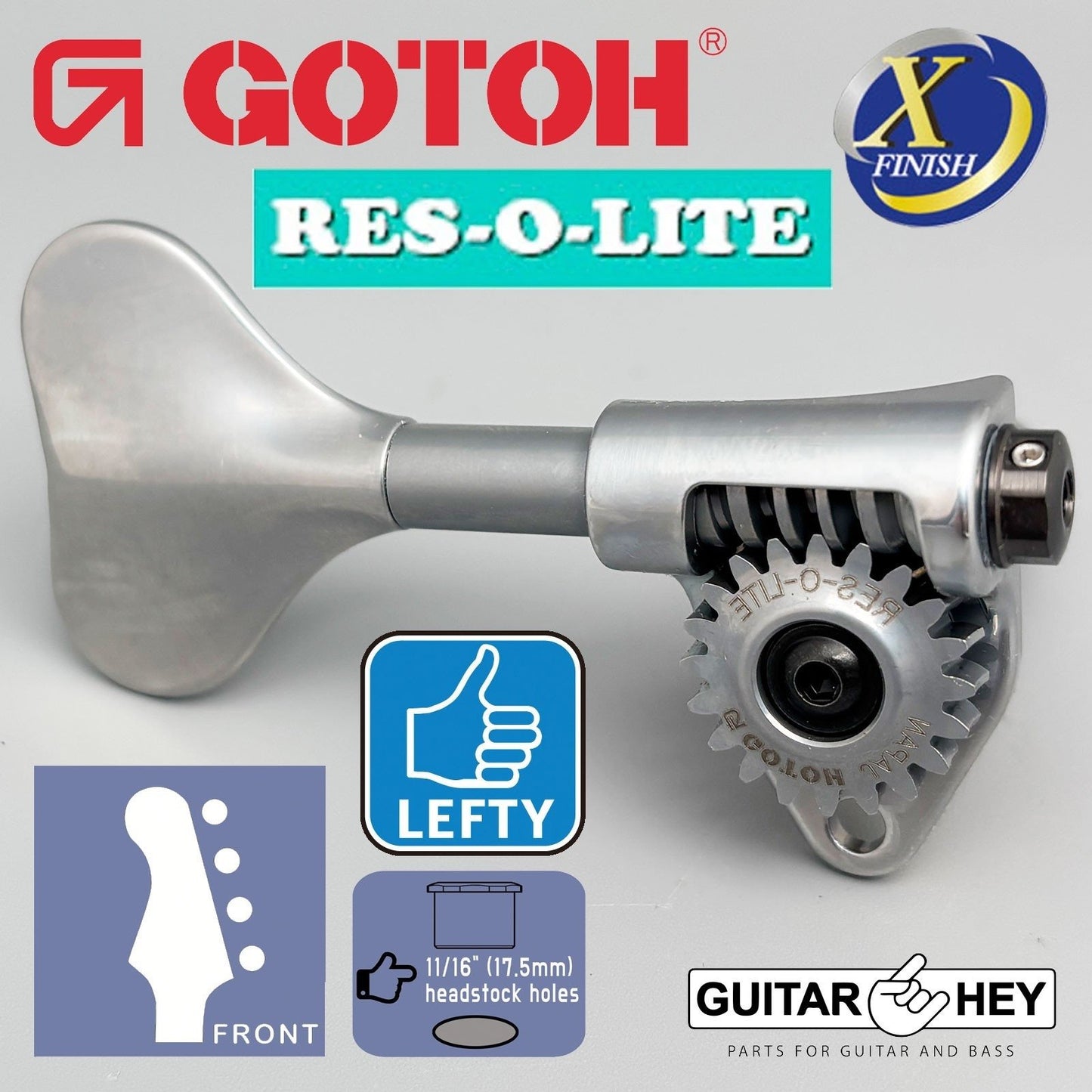 NEW Gotoh GRL510M-12 RES-O-LITE Bass 4-String LEFTY Set 11/16", ANTIQUE X-CHROME