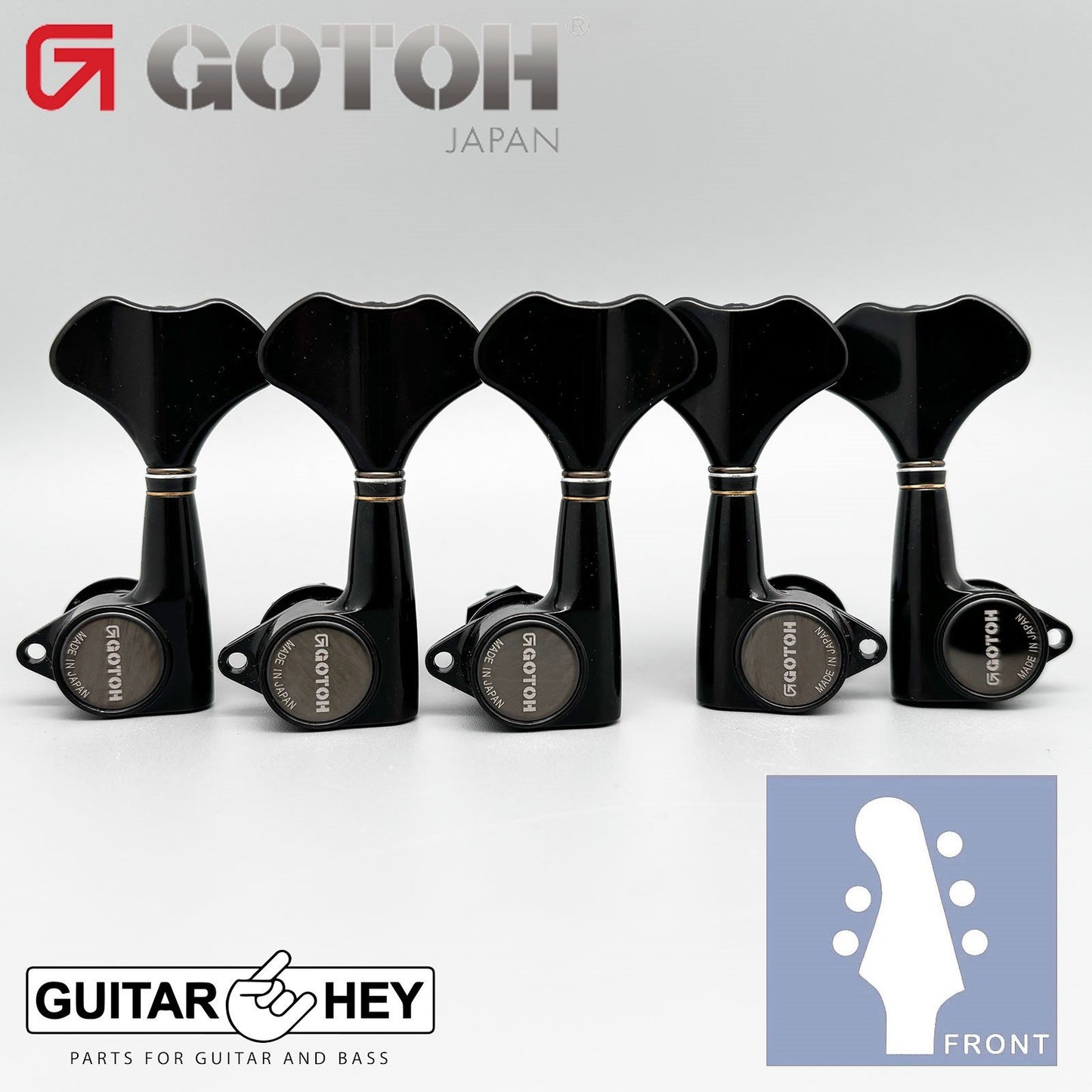 NEW Gotoh GB707 5-String Bass Machine Heads Set L2+R3 TUNERS 2x3 - BLACK