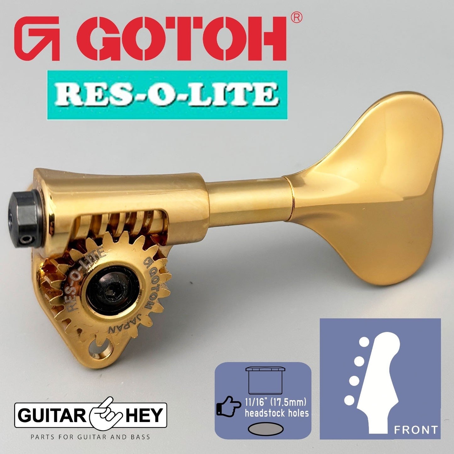 NEW Gotoh GRL510M-12 RES-O-LITE Bass 4-String in-line SET 11/16" [17.5mm] GOLD