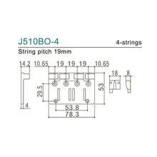 Load image into Gallery viewer, NEW Gotoh J510BO-4 Multi-Tonal Series 4-String Bass Bridge Brass Saddle - BLACK