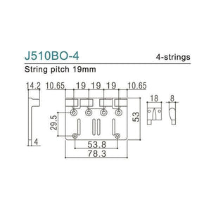 NEW Gotoh J510BO-4 Multi-Tonal Series 4-String Bass Bridge Brass Saddle - BLACK