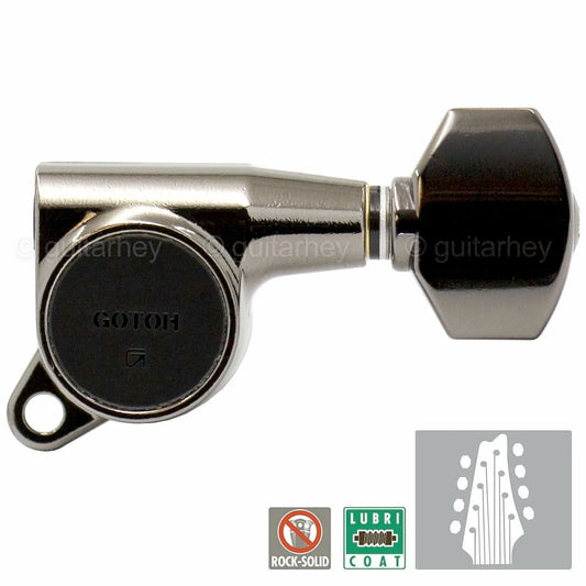 NEW Gotoh SG381-07 L4+R4 Guitar Tuners 8-String SMALL Buttons 4x4 - COSMO BLACK