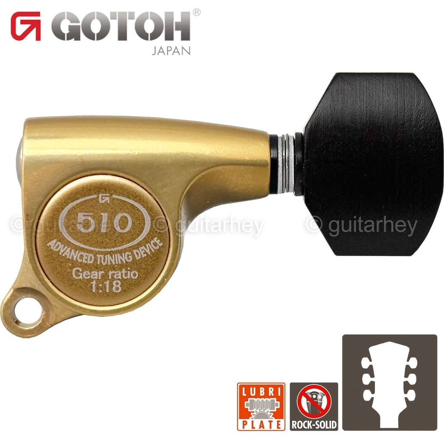 NEW Gotoh SGS510Z-EN07 L3+R3 Set Mini Tuners 1:18 Ratio 3x3 - ANTIQUE X-GOLD