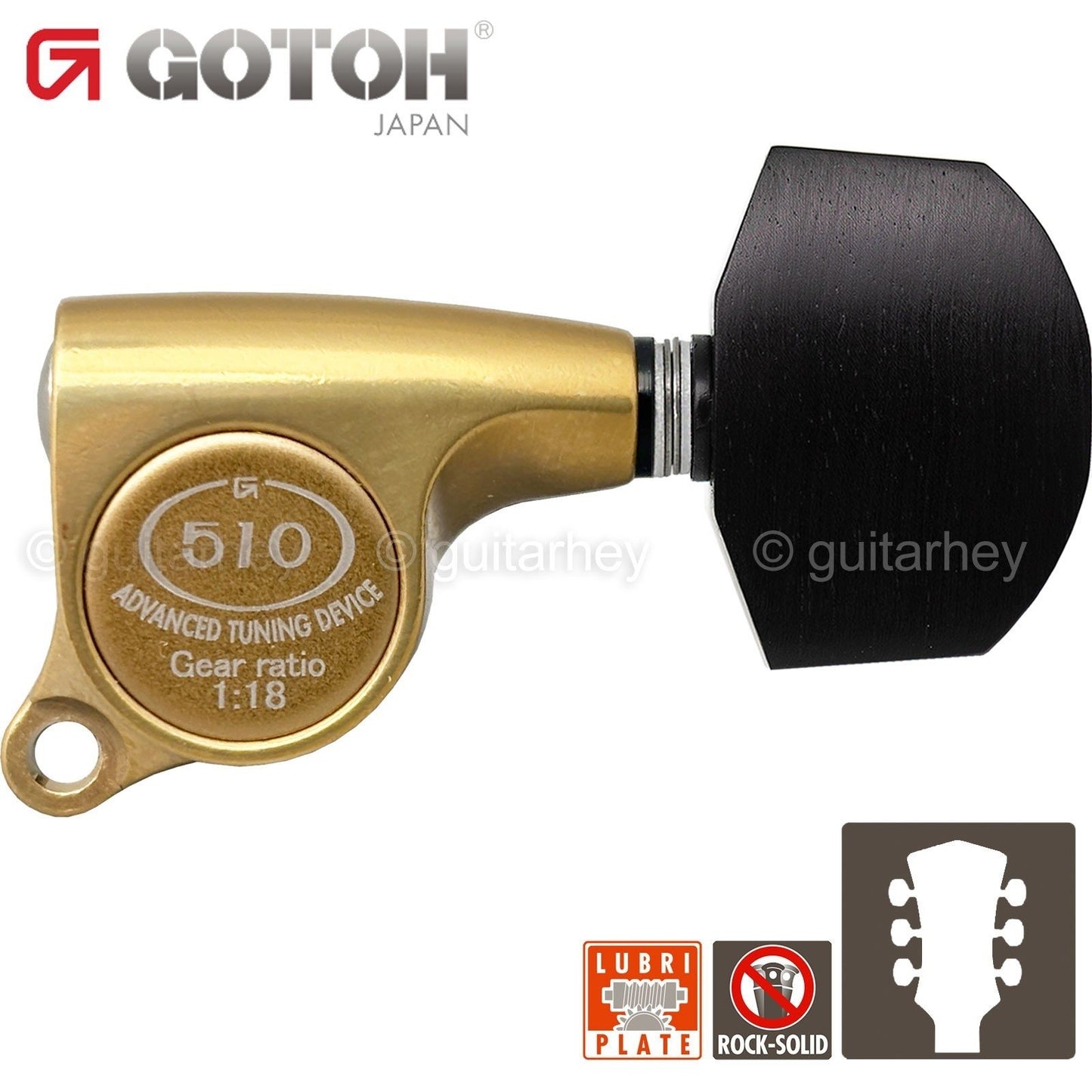 NEW Gotoh SGS510Z-EN01 L3+R3 Set Mini Tuners 1:18 Ratio 3x3 - ANTIQUE X-GOLD