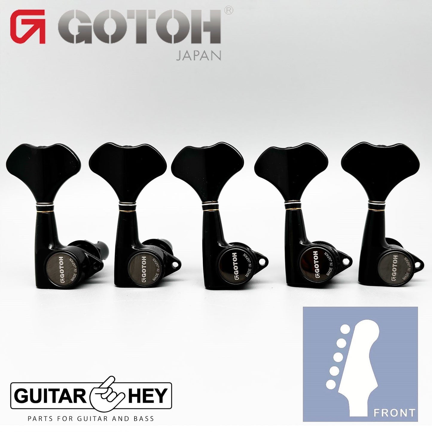 NEW Gotoh GB707 5-Strings Bass Set L5 BASS SIDE - 5 in line w/ Screws - BLACK
