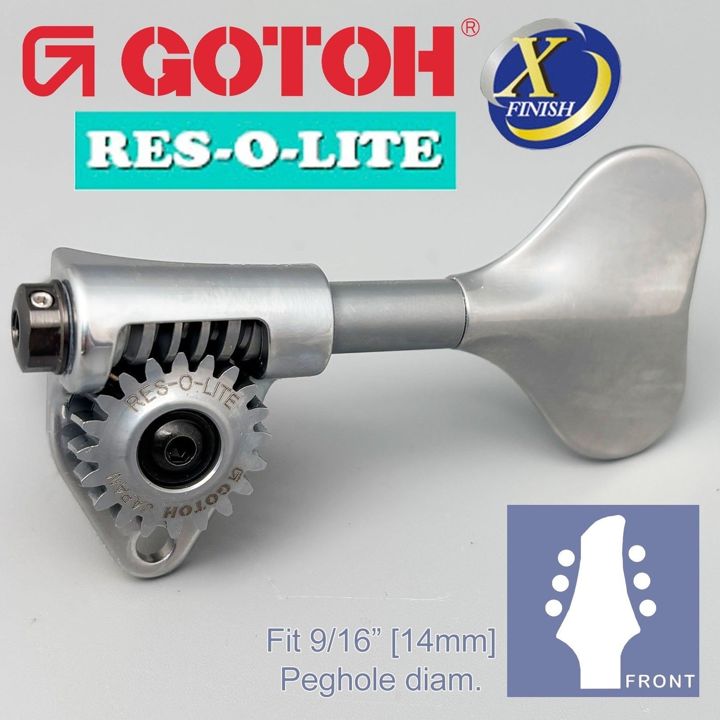 NEW Gotoh GRL510M-9 RES-O-LITE Bass 6-String L3+R3 Set 9/16", ANTIQUE X-CHROME
