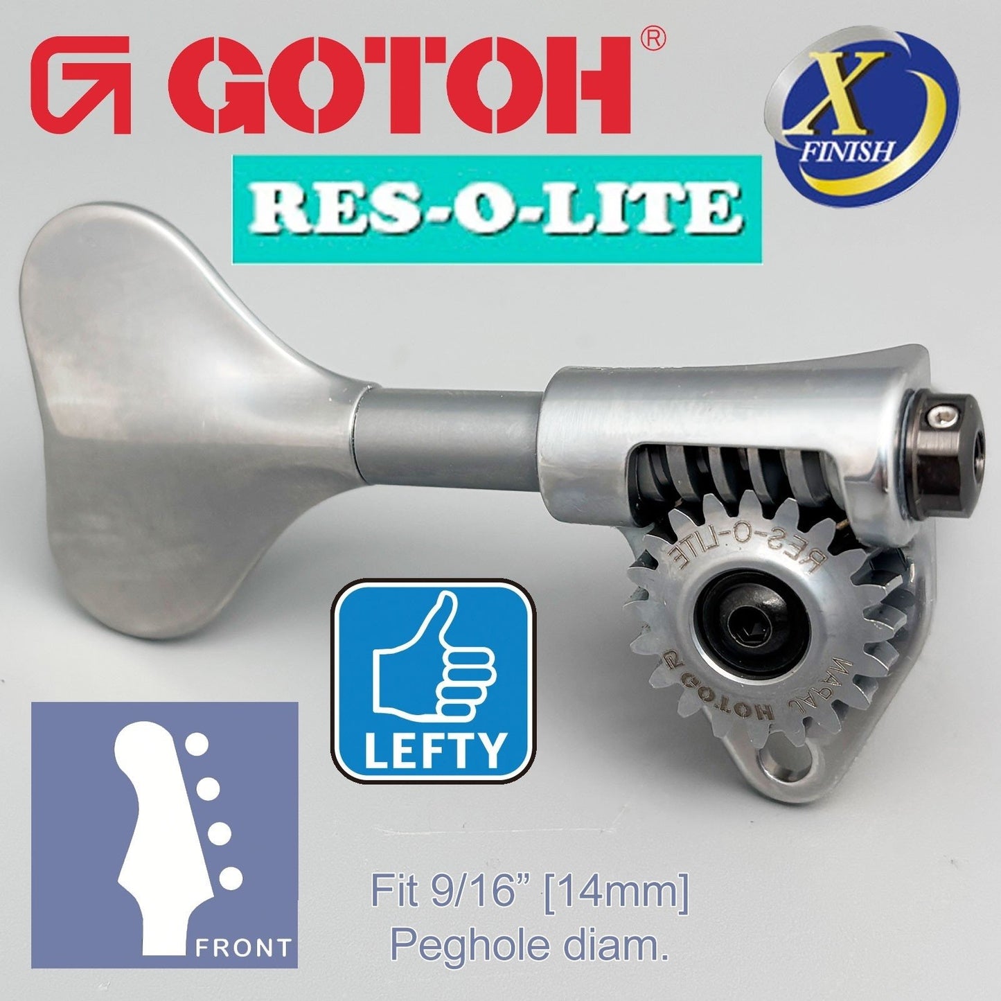 NEW Gotoh GRL510M-9 RES-O-LITE Bass 4-String LEFTY Set 9/16", ANTIQUE X-CHROME