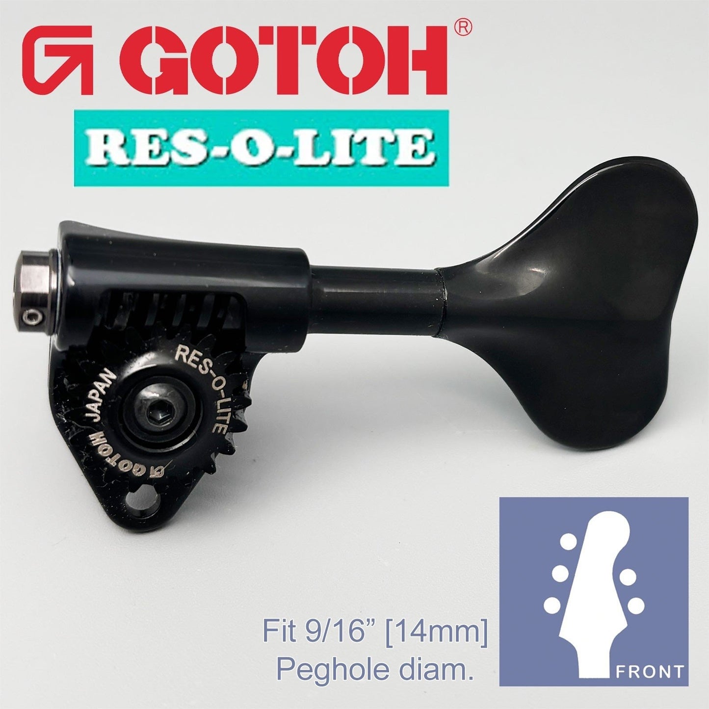 NEW Gotoh GRL510M-9 RES-O-LITE Bass 5-String L3+R2 Set 9/16" [14mm] - BLACK