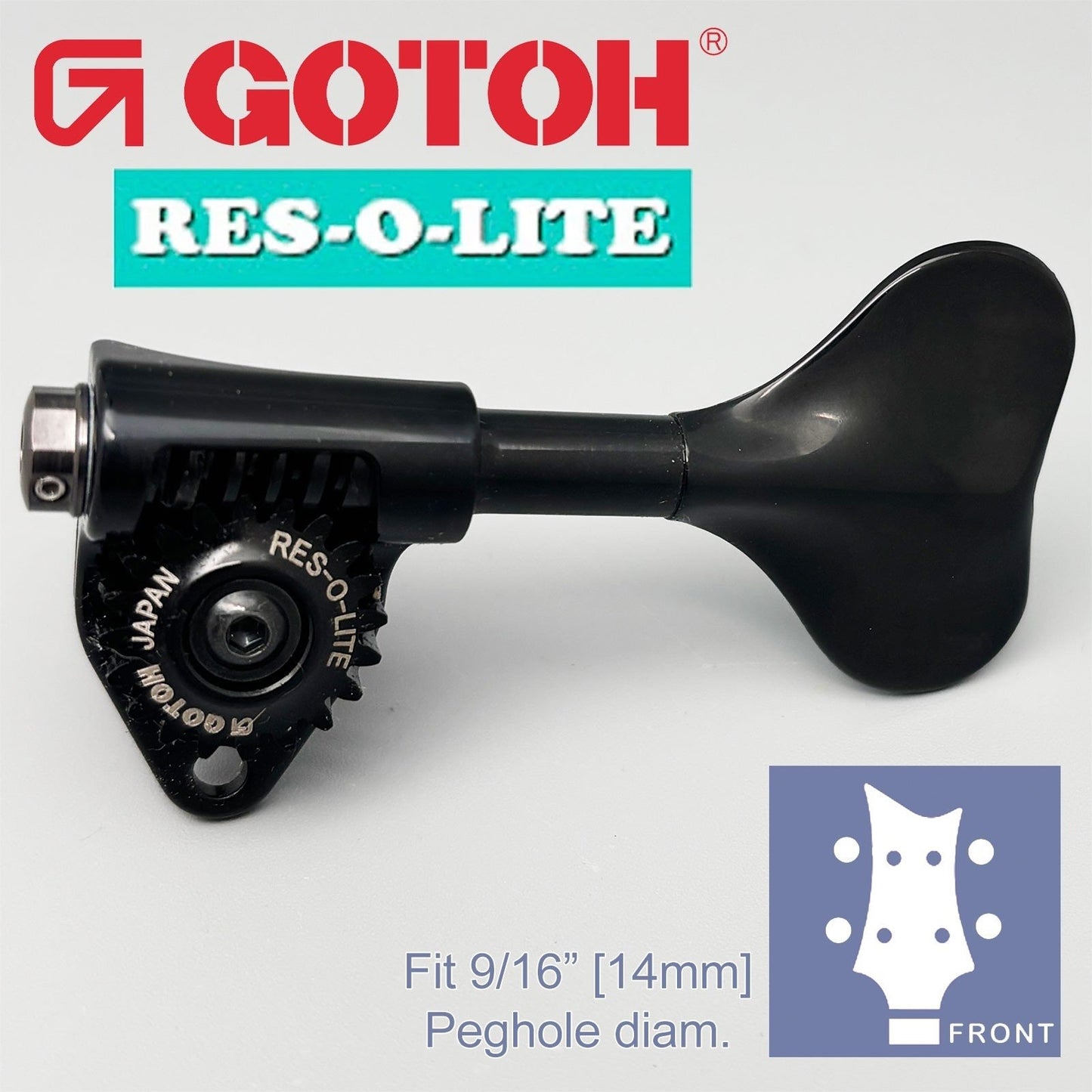 NEW Gotoh GRL510M-9 RES-O-LITE Bass 4-String L2+R2 Set 9/16" [14mm] - BLACK