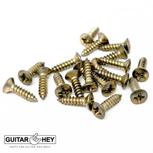 (20) Pickguard Plate/Cover Screws for Fender Phillips Head #4 x 1/2" AGED NICKEL