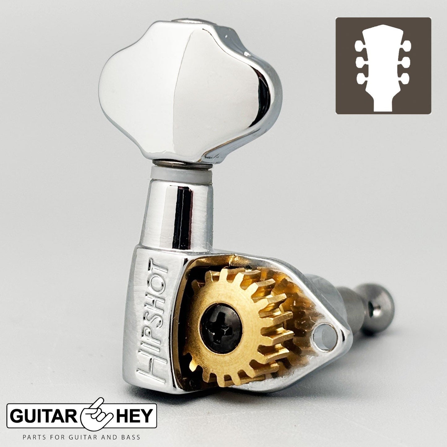 NEW Hipshot Classic L3+R3 Tuners Open-Gear w/ Butterbean Buttons 3x3 - CHROME