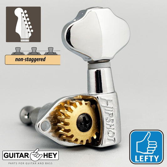 NEW Hipshot Classic Open-Gear 6 in Line NON-Staggered Butterbean LEFTY - CHROME