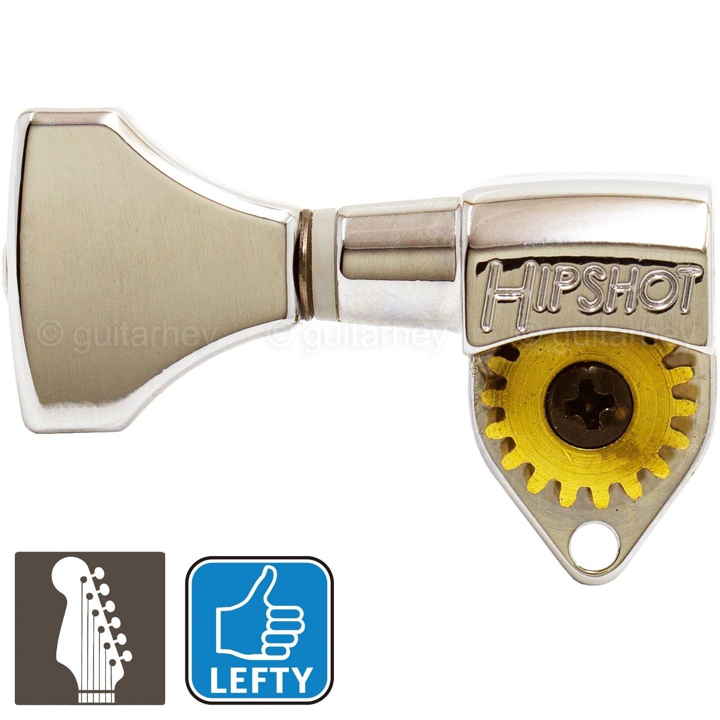 NEW Hipshot Classic Open-Gear 6 in line STAGGERED Tuners LEFT HANDED - NICKEL