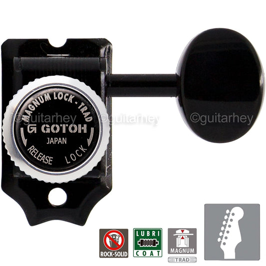 NEW Gotoh SD91-05M MGT Locking Tuners Set 6 in line STAGGERED w/ screws - BLACK