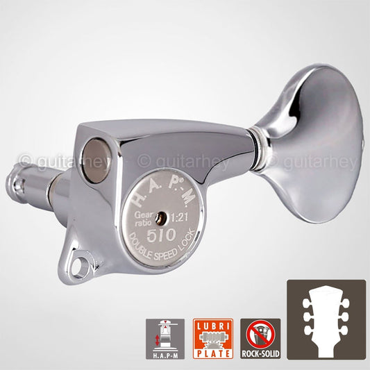 NEW Gotoh SGL510Z-L5 HAPM Locking Tuners Adj. Height, 1:21 Gear Ratio 3x3 CHROME