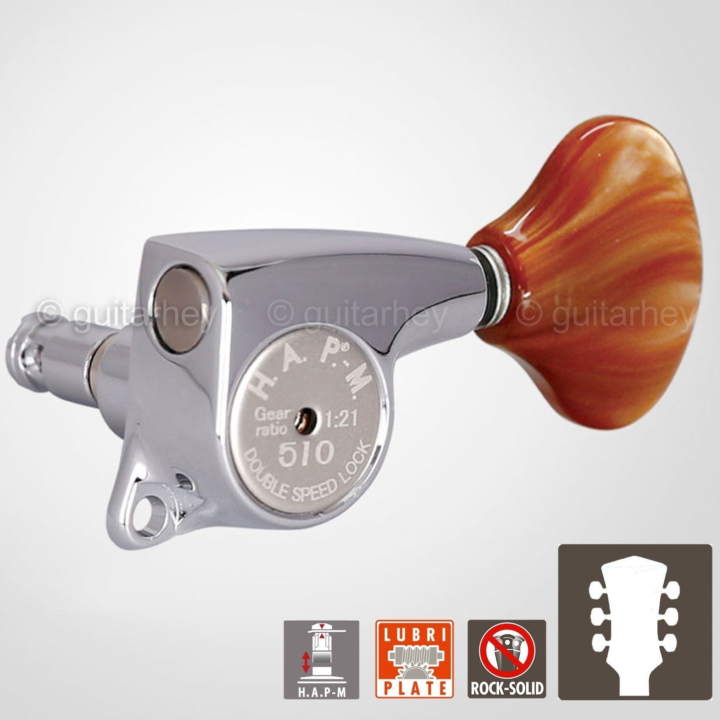 NEW Gotoh SGL510Z-CL5 HAPM Locking Tuners Adj. Height 1:21 Gear Ratio 3x3 CHROME