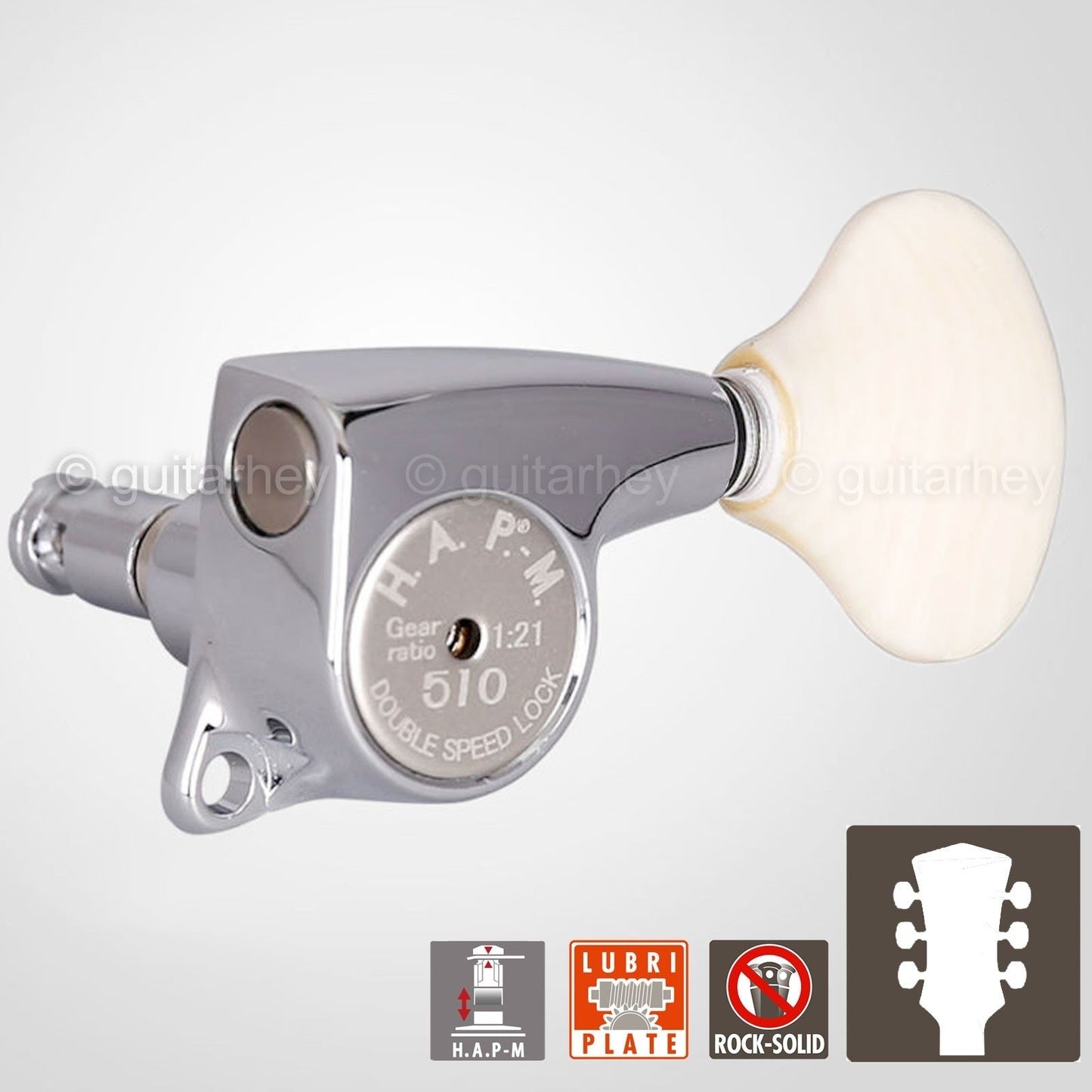 NEW Gotoh SGL510Z-VL5 HAPM Locking Tuners Adj. Height 1:21 Gear Ratio 3x3 CHROME