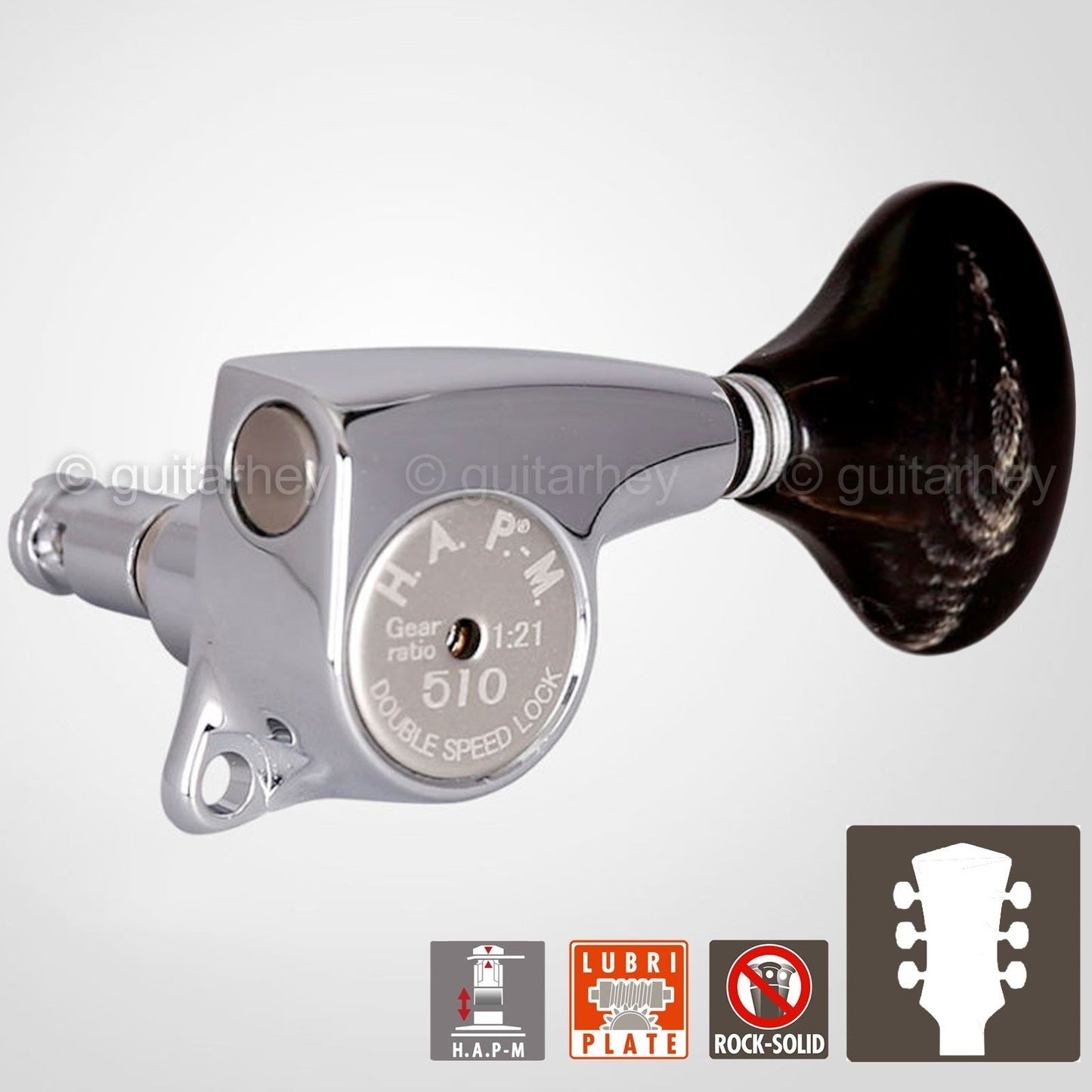 NEW Gotoh SGL510Z-FL5 HAPM Locking Tuners Adj. Height 1:21 Gear Ratio 3x3 CHROME