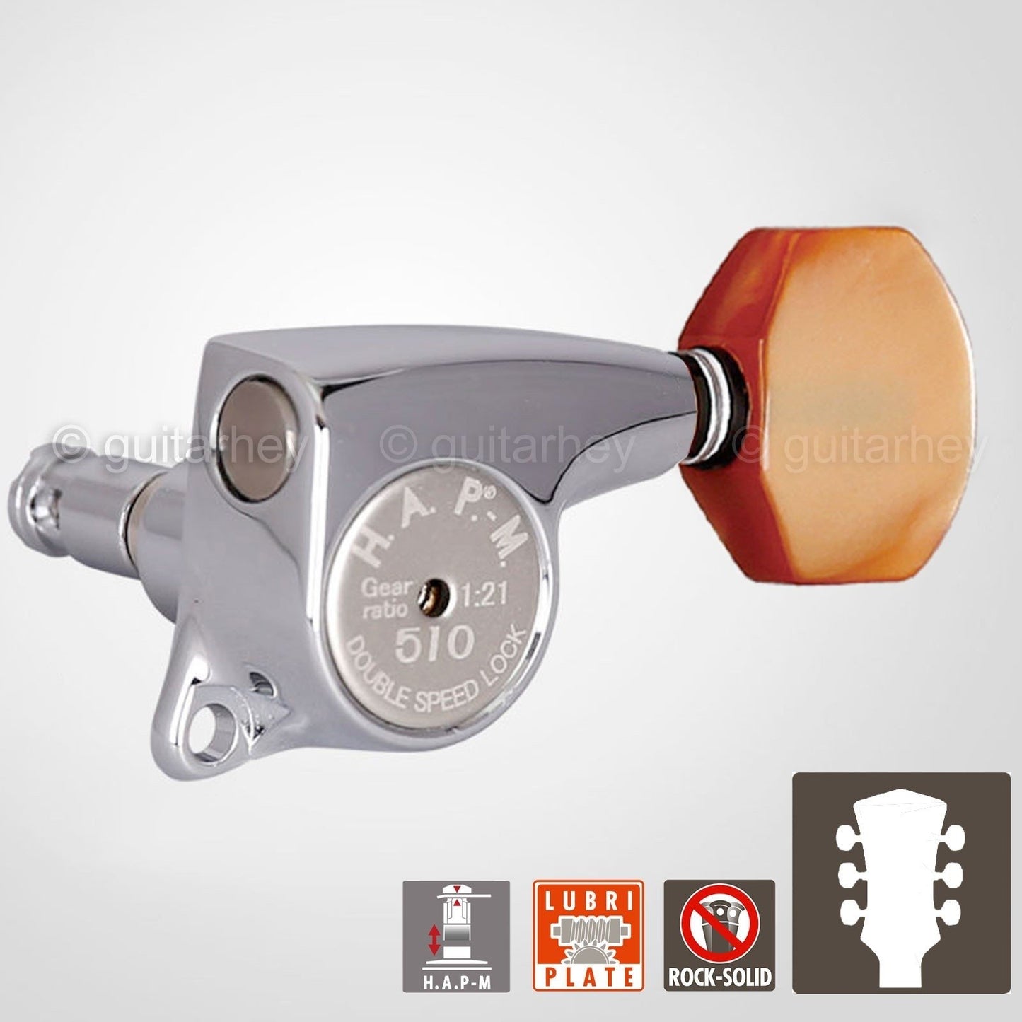 NEW Gotoh SGL510Z-P8 HAPM Locking Tuners Adj. Height 1:21 Gear Ratio 3x3 CHROME