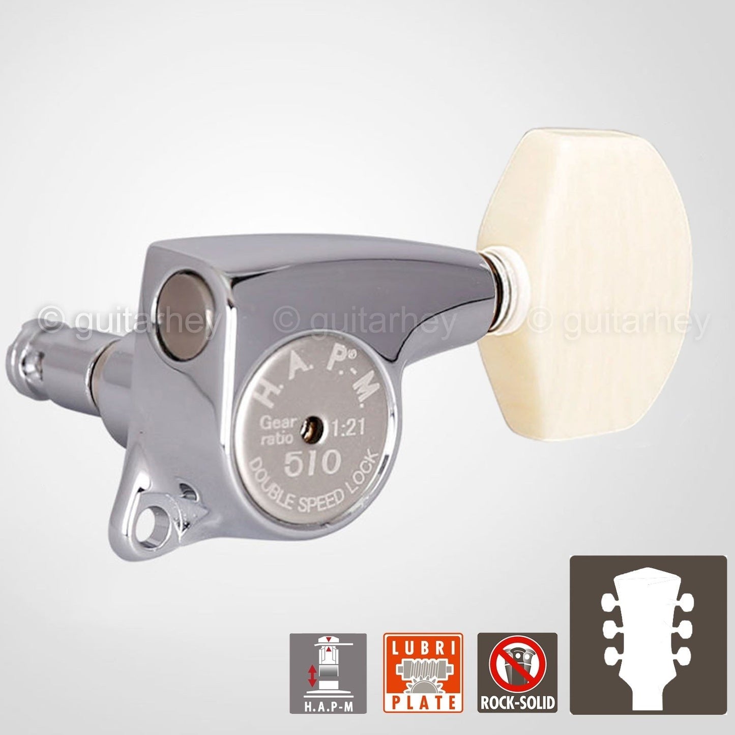 NEW Gotoh SGL510Z-M01 HAPM Locking Tuners Adj. Height 1:21 Gear Ratio 3x3 CHROME