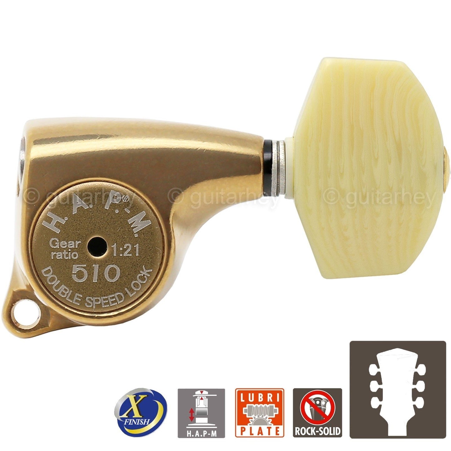 NEW Gotoh SGL510Z-M01 HAPM Locking Set L3+R3 Adj Height 1:21, 3x3 ANTIQUE X-GOLD